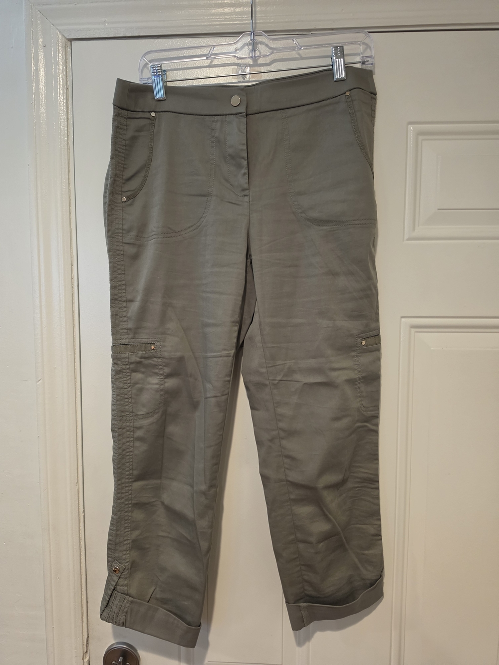 Olive Green Chicos Cargo Crop Pants